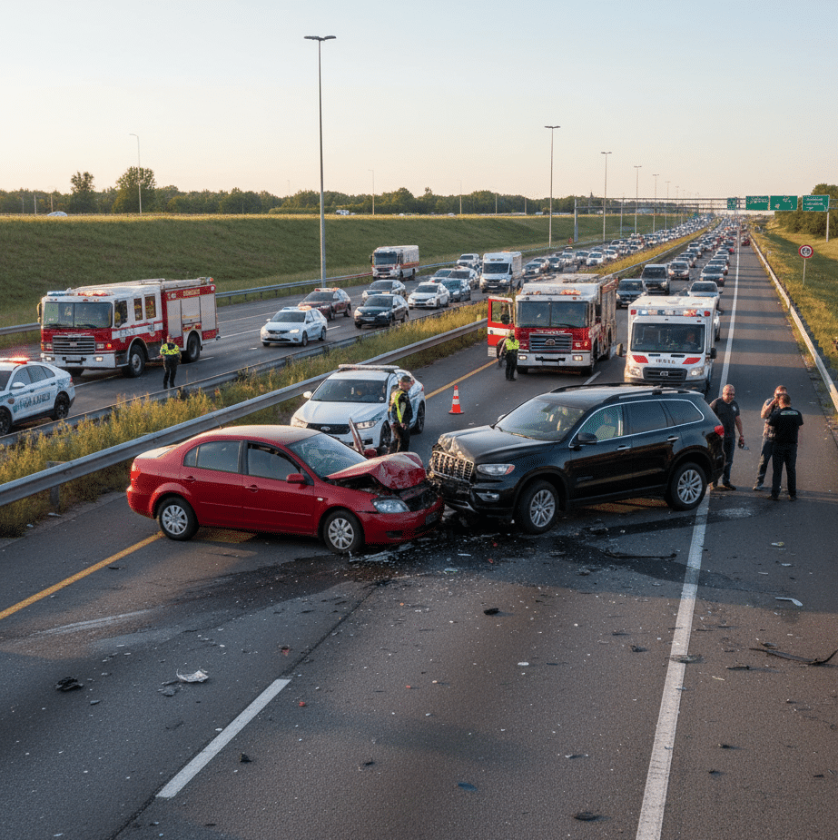 car accident on a highway